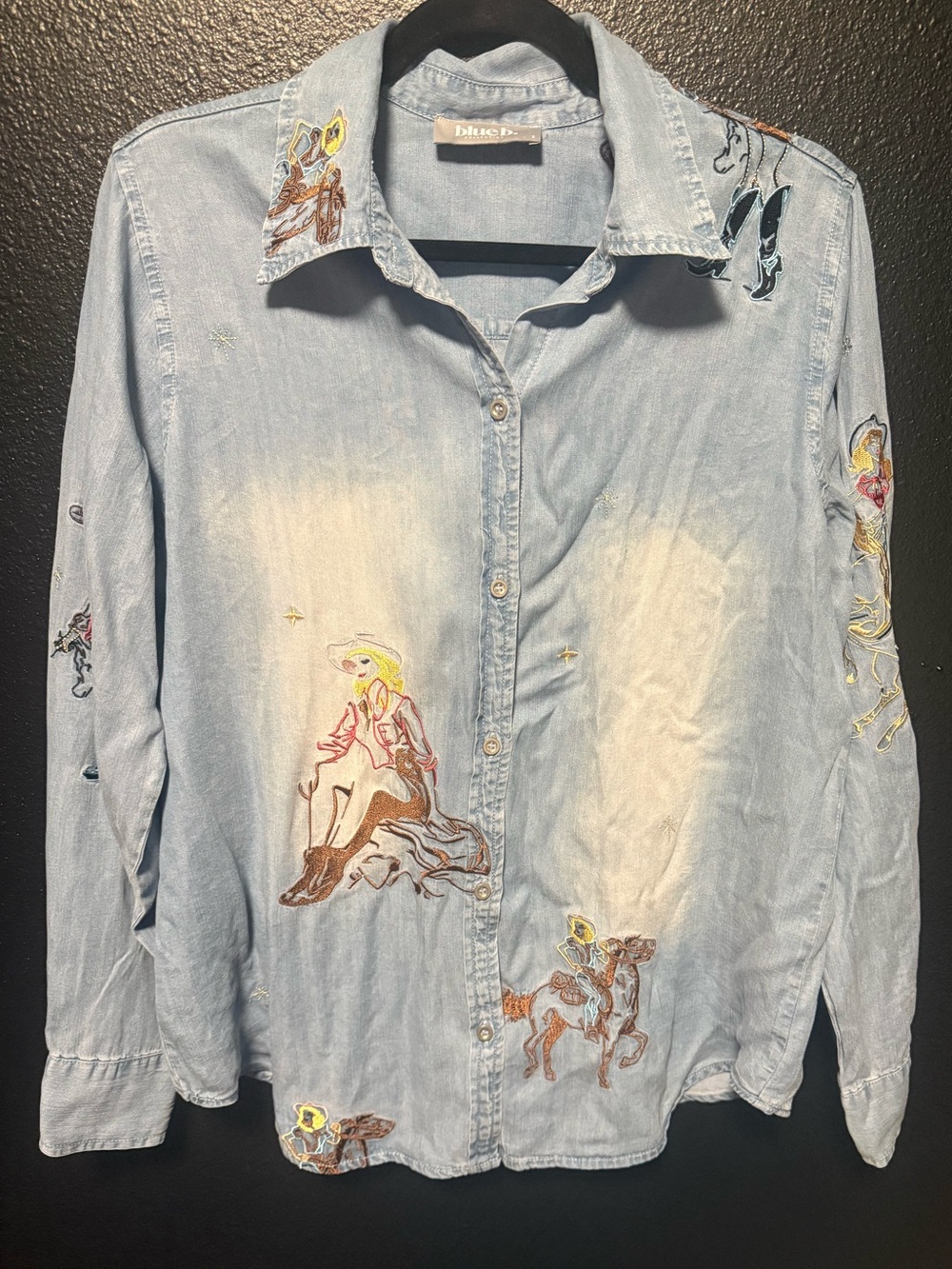 blue D. Light Wash Denim Button-Down Shirt